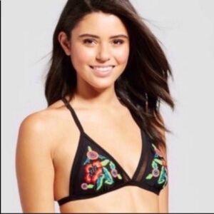 Xhilaration Floral Embroidered Bikini Top